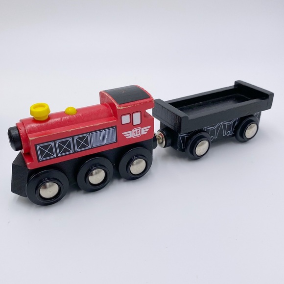 Assorted Wooden Trains & Train Tracks 20 Items In The Lot - Picture 13 of 14